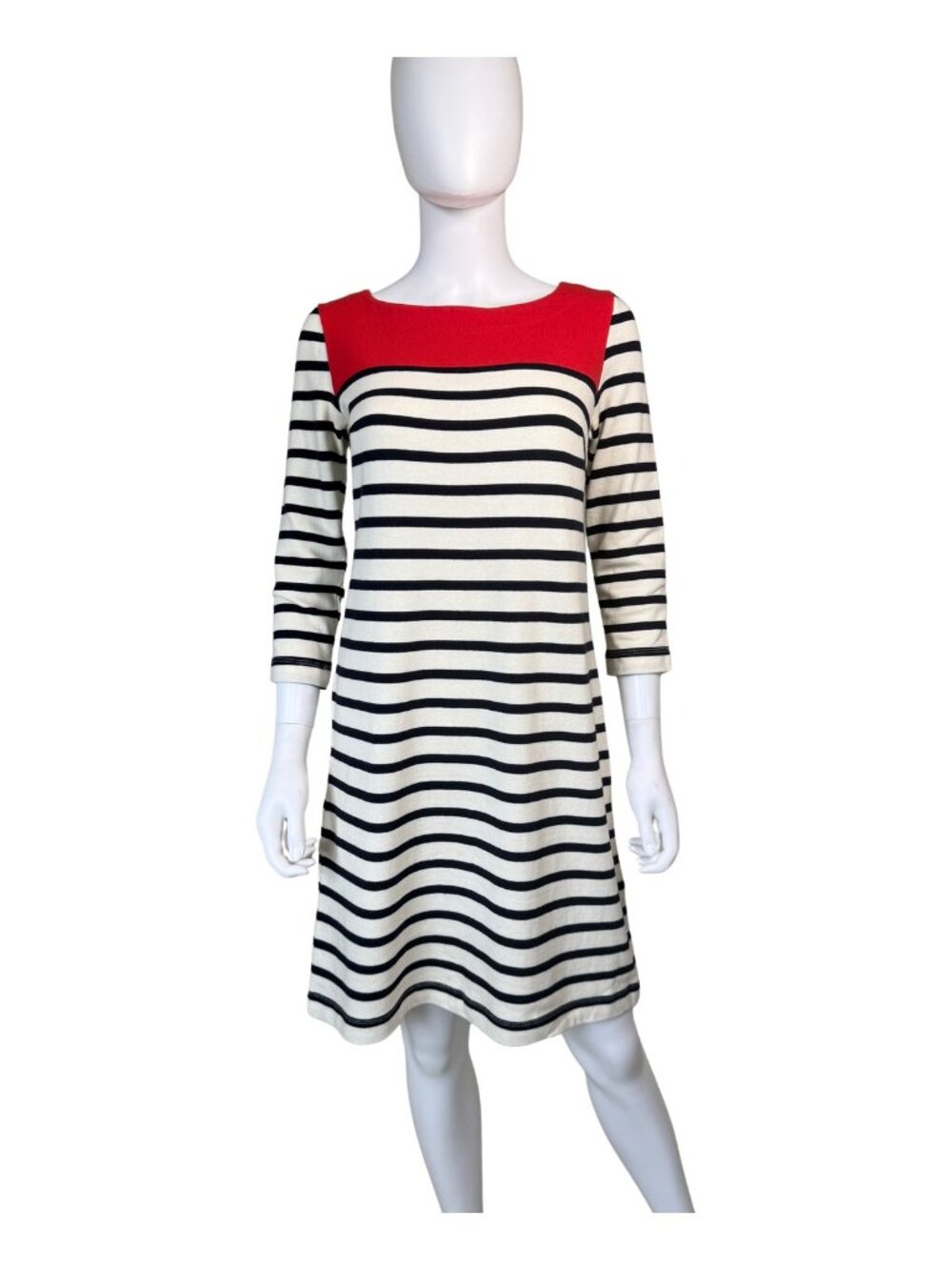 Gap Boatneck Mariner Dress XS Navy Stripe Red Yoke